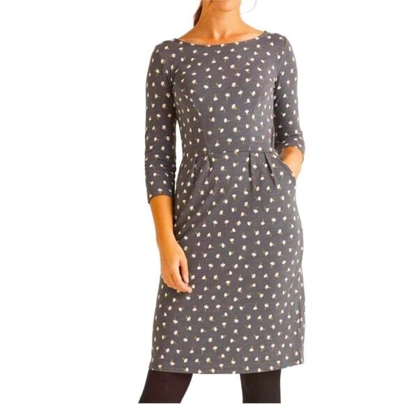 Boden Penny Jersey Dress Gray Floral Print 3/4 Sleeves Size 6P - Picture 1 of 11